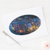 夜のリオマッジョーレCinque Terre Liguria Italy 楕円形シール (封筒)
