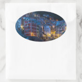 夜のリオマッジョーレCinque Terre Liguria Italy 楕円形シール (バッグ)