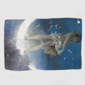 夜のルナの女神が星を散乱 ゴルフタオル (横)