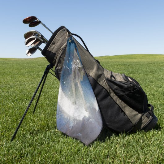 夜のルナの女神が星を散乱 ゴルフタオル (グリーン)