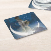 夜のルナの女神が星を散乱 スクエアペーパーコースター (アングル)