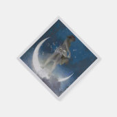 夜のルナの女神が星を散乱 スタンダードカクテルナプキン (角)