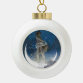 夜のルナの女神が星を散乱 セラミックボールオーナメント (正面)