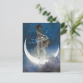 夜のルナの女神が星を散乱 ポストカード (スタンド正面)