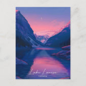 夜のレイクルイズ湖カナダ旅行 ポストカード (正面)