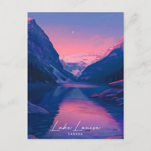 夜のレイクルイズ湖カナダ旅行 ポストカード (正面)