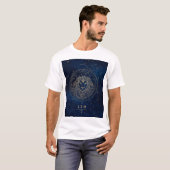 夜のレオ座の星座 ライオンのゴールド調 Tシャツ (正面フル)