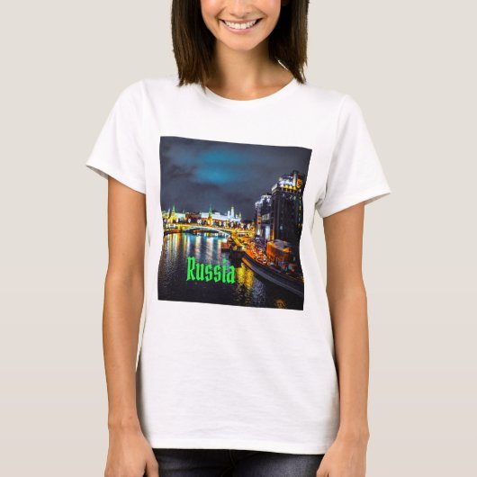 夜のロシアロシアのまたはモスクワ連邦 Tシャツ (正面)