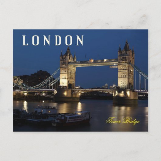 夜のロンドンのタワーブリッジ ポストカード (正面)