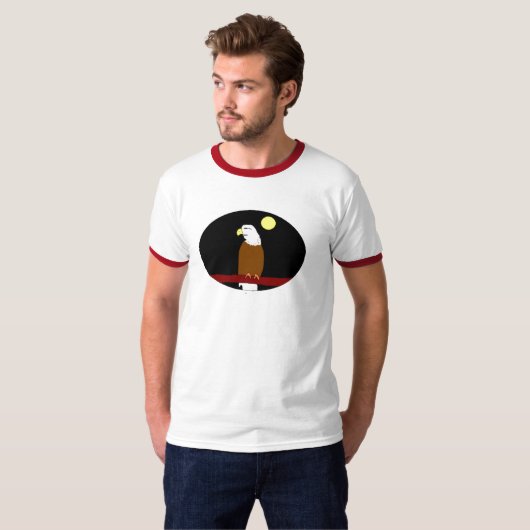 夜のワシ リンガーTシャツ Tシャツ (正面フル)