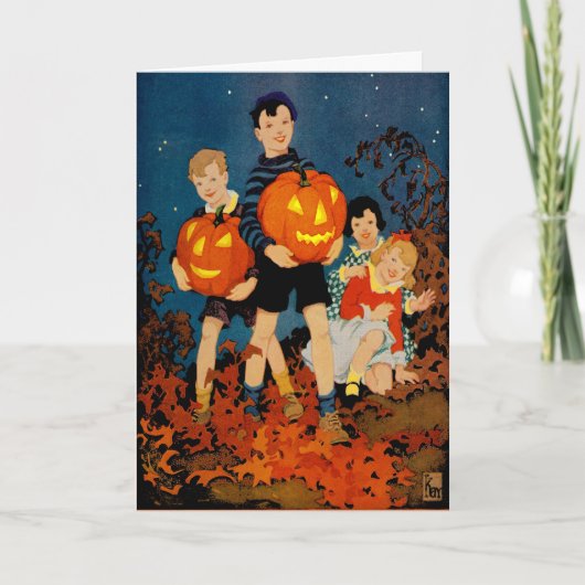 「夜の不気味ショー」ヴィンテージハロウィーンの挨拶 カード (正面)