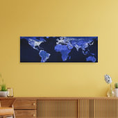 夜の世界 - 地図、宇宙 キャンバスプリント (インサイチュ (リビング))