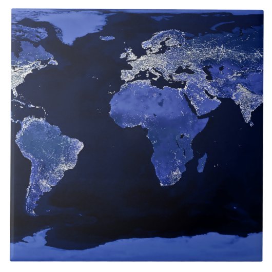 夜の世界-地図、宇宙 タイル (正面)