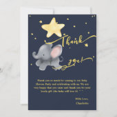 夜の中の可愛い象とバルーンきらめく サンキューカード (正面)
