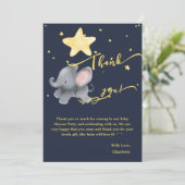 夜の中の可愛い象とバルーンきらめく サンキューカード (スタンド正面)