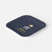 夜の中の可愛い象とバルーンきらめく ペーパープレート (傾斜あり)