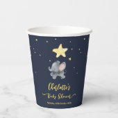 夜の中の可愛い象とバルーンきらめく 紙コップ (裏面)
