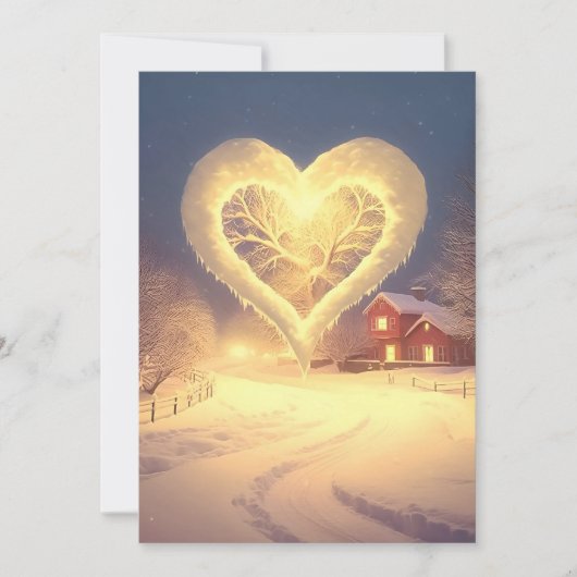 夜の光霜の降りた：冬の奇跡結婚の 招待状 (正面)