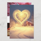 夜の光霜の降りた：冬の奇跡結婚の 招待状 (正面/裏面)