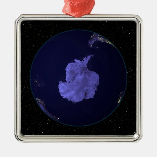 夜の全地球の街灯7 メタルオーナメント (正面)