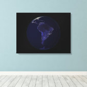 夜の全地球の都市のライトを表示6 キャンバスプリント (インサイチュ (ウッドフロア))
