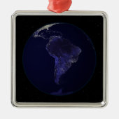 夜の全地球の都市のライトを表示6 メタルオーナメント (正面)