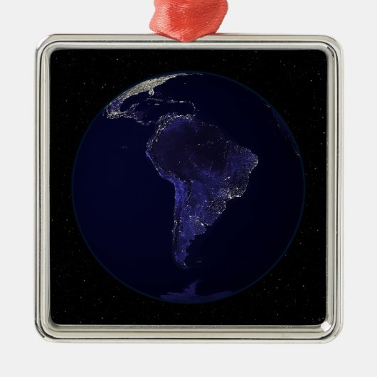 夜の全地球の都市のライトを表示6 メタルオーナメント (正面)