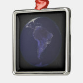 夜の全地球の都市のライトを表示6 メタルオーナメント (左)