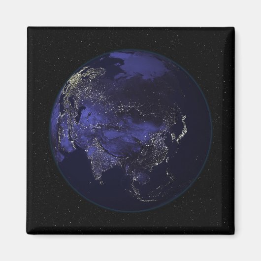 夜の全地球の都市灯り マグネット (正面)