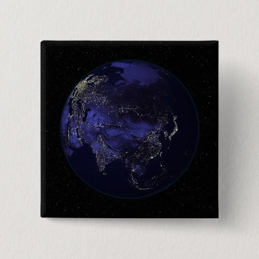 夜の全地球の都市灯り 缶バッジ (正面)