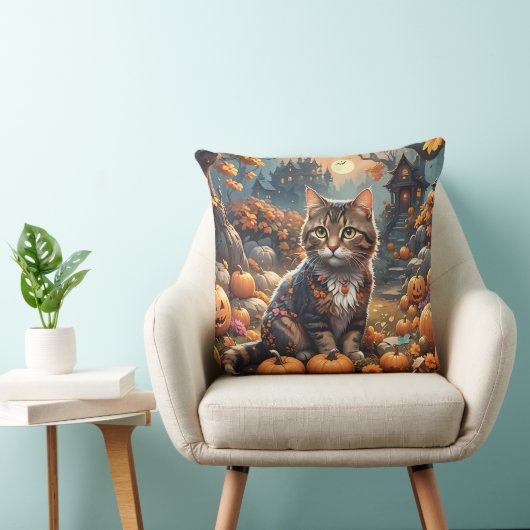 夜の冒険で孤独不気味な猫 クッション (椅子)