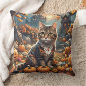 夜の冒険で孤独不気味な猫 クッション (ブランケット)