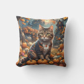 夜の冒険で孤独不気味な猫 クッション (正面)
