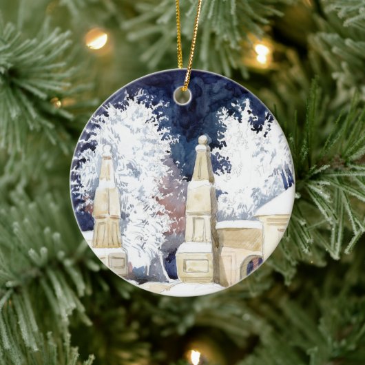 夜の冬の門（スケッチ） セラミックオーナメント (ツリー)