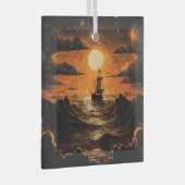 夜の出帆船 ガラスオーナメント (正面右)