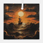 夜の出帆船 ガラスオーナメント (裏面)