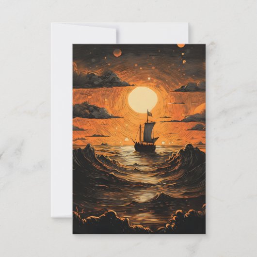 夜の出帆船 サンキューカード (正面)