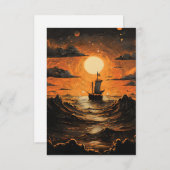夜の出帆船 サンキューカード (正面/裏面)