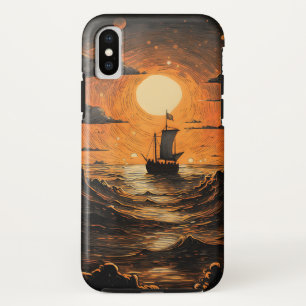 夜の出帆船 iPhone XSケース