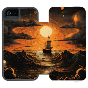 夜の出帆船 iPhone SE/5/5sウォレットケース