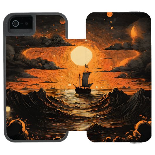 夜の出帆船 INCIPIO iPhoneウォレットケース (フォリオ Open)