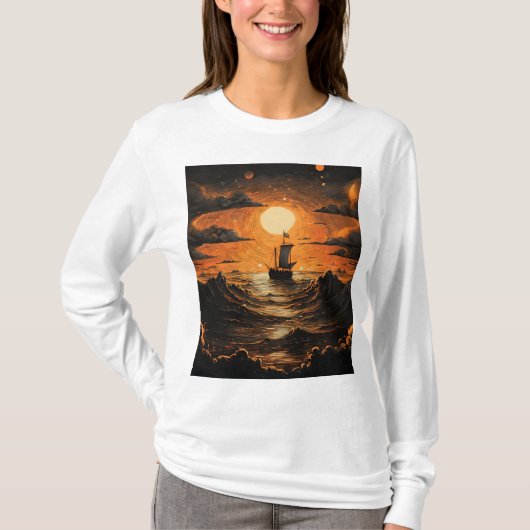 夜の出帆船 Tシャツ (正面)