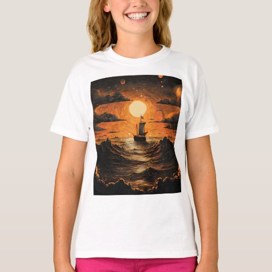 夜の出帆船 Tシャツ (正面)
