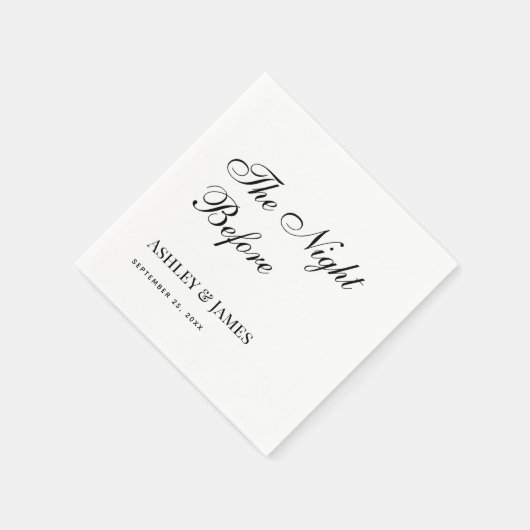 夜の前に白黒のリハーサルシンプルディナー スタンダードカクテルナプキン (角)