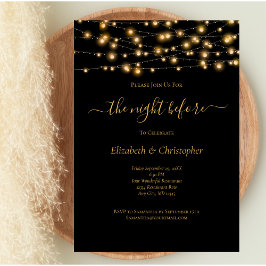 夜の前に黒い金ゴールドライトリハーサルディナー 招待状
