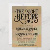 夜の前レトロタン結婚のリハーサル&ディナー 招待状 (正面)