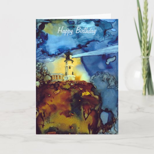 夜の割れた石の灯台 カード (正面)