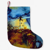 夜の割れた石の灯台 スモールクリスマスストッキング (正面)