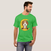 夜の友達のためのかわいい動物、ムーンビーグル Tシャツ (正面フル)