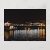 夜の地下鉄Bir-Hakeim橋を渡る ポストカード (正面)